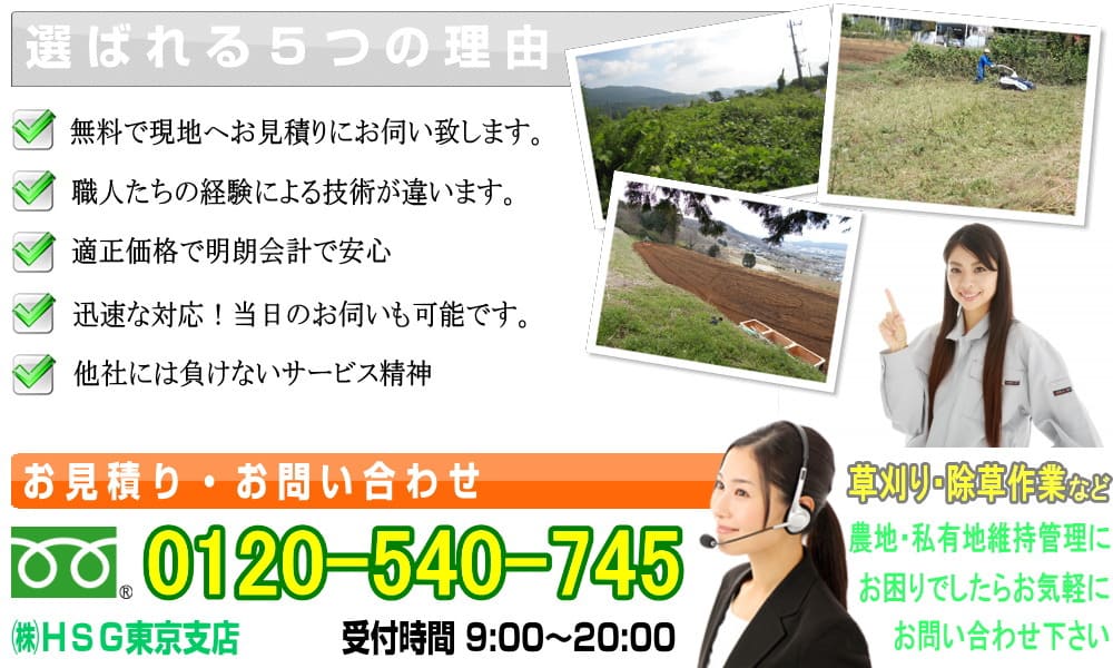 渋谷の草刈り、草むしり、除草、剪定、伐採業者として、お客様から選ばれる５つの理由