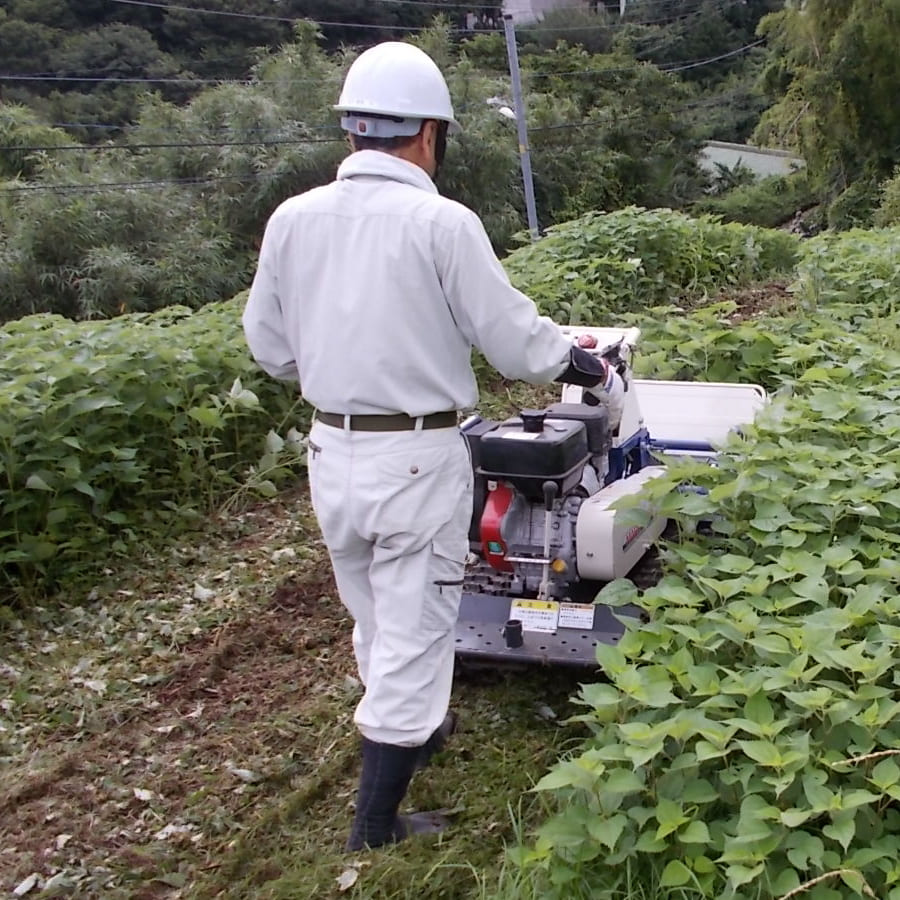 東京都福生市の敷地の耕耘・草刈り作業